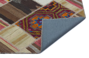 Naturel Over Dyed Kilim Patchwork Unique Rug 5'2'' x 7'6'' ft 157 x 229 cm