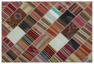 Naturel Over Dyed Kilim Patchwork Unique Rug 5'2'' x 7'6'' ft 157 x 229 cm