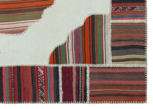 Naturel Over Dyed Kilim Patchwork Unique Rug 5'4'' x 7'7'' ft 162 x 232 cm