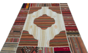 Naturel Over Dyed Kilim Patchwork Unique Rug 5'3'' x 7'7'' ft 160 x 230 cm