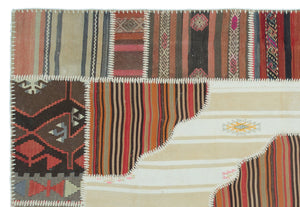 Naturel Over Dyed Kilim Patchwork Unique Rug 5'3'' x 7'7'' ft 160 x 230 cm