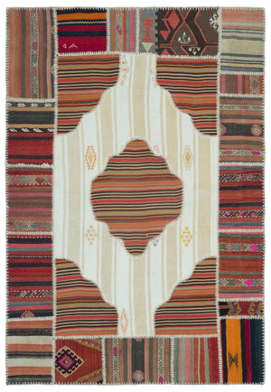 Naturel Over Dyed Kilim Patchwork Unique Rug 5'3'' x 7'7'' ft 160 x 230 cm