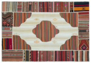 Naturel Over Dyed Kilim Patchwork Unique Rug 5'3'' x 7'7'' ft 160 x 230 cm