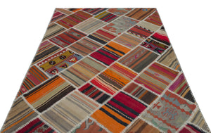 Naturel Over Dyed Kilim Patchwork Unique Rug 5'2'' x 7'9'' ft 157 x 236 cm