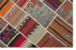 Naturel Over Dyed Kilim Patchwork Unique Rug 5'2'' x 7'9'' ft 157 x 236 cm