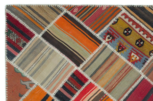 Naturel Over Dyed Kilim Patchwork Unique Rug 5'2'' x 7'9'' ft 157 x 236 cm