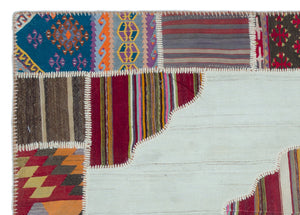 Naturel Over Dyed Kilim Patchwork Unique Rug 5'5'' x 7'9'' ft 165 x 236 cm