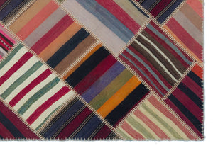 Naturel Over Dyed Kilim Patchwork Unique Rug 5'3'' x 7'5'' ft 160 x 226 cm