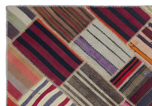 Naturel Over Dyed Kilim Patchwork Unique Rug 5'3'' x 7'5'' ft 160 x 226 cm