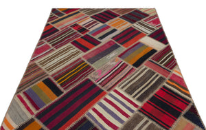 Naturel Over Dyed Kilim Patchwork Unique Rug 5'2'' x 7'5'' ft 157 x 227 cm