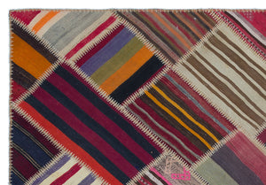 Naturel Over Dyed Kilim Patchwork Unique Rug 5'2'' x 7'5'' ft 157 x 227 cm