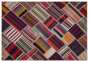 Naturel Over Dyed Kilim Patchwork Unique Rug 5'2'' x 7'5'' ft 157 x 227 cm