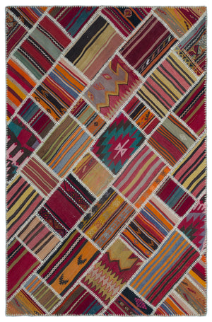 Naturel Over Dyed Kilim Patchwork Unique Rug 5'2'' x 7'8'' ft 157 x 234 cm