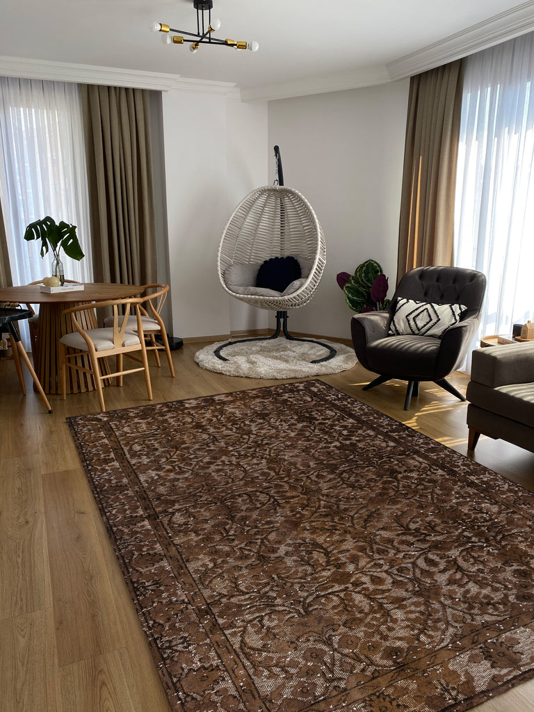 Brown Over Dyed Rug | Traditional Rug | Turkish Rug | Hand