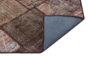 Brown Over Dyed Patchwork Unique Rug 2'7'' x 4'11'' ft 80 x 150 cm