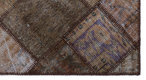 Brown Over Dyed Patchwork Unique Rug 2'7'' x 4'11'' ft 80 x 150 cm