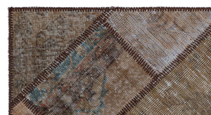 Brown Over Dyed Patchwork Unique Rug 2'7'' x 4'11'' ft 80 x 150 cm