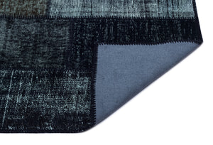 Black Over Dyed Patchwork Unique Rug 2'7'' x 4'11'' ft 80 x 150 cm