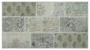 Beige Over Dyed Patchwork Unique Rug 2'7'' x 4'11'' ft 80 x 150 cm