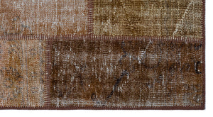 Brown Over Dyed Patchwork Unique Rug 2'7'' x 4'11'' ft 80 x 150 cm