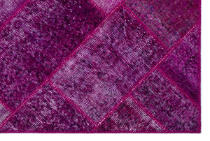 Fuchsia Over Dyed Patchwork Unique Rug 3'11'' x 5'11'' ft 120 x 180 cm