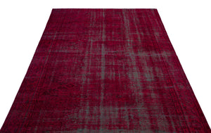 Red Over Dyed Vintage Rug 5'9'' x 9'4'' ft 175 x 284 cm