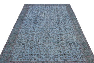 Blue Over Dyed Vintage Rug 5'9'' x 9'2'' ft 175 x 280 cm