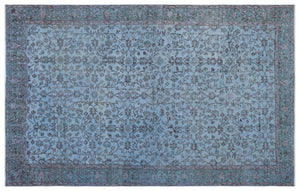 Blue Over Dyed Vintage Rug 5'9'' x 9'2'' ft 175 x 280 cm