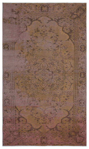 Brown Over Dyed Vintage Rug 5'1'' x 8'7'' ft 156 x 262 cm