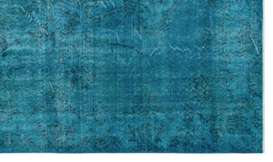 Turquoise  Over Dyed Vintage Rug 5'5'' x 9'3'' ft 166 x 281 cm