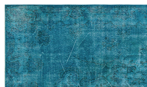 Turquoise  Over Dyed Vintage Rug 5'5'' x 9'3'' ft 166 x 281 cm