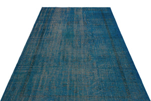 Turquoise  Over Dyed Vintage Rug 5'3'' x 8'10'' ft 160 x 270 cm