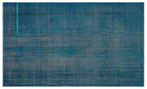 Turquoise  Over Dyed Vintage Rug 5'3'' x 8'10'' ft 160 x 270 cm