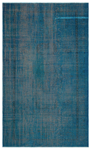 Turquoise  Over Dyed Vintage Rug 5'3'' x 8'10'' ft 160 x 270 cm