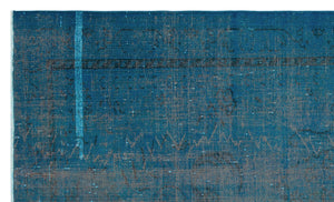 Turquoise  Over Dyed Vintage Rug 5'3'' x 8'10'' ft 160 x 270 cm