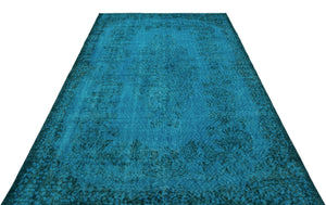 Turquoise  Over Dyed Vintage Rug 5'9'' x 9'2'' ft 174 x 280 cm