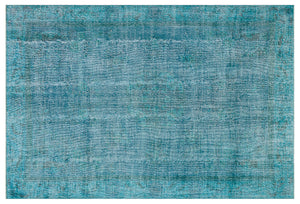 Turquoise Over Dyed Vintage Rug 6'11'' x 10'2'' ft 212 x 311 cm