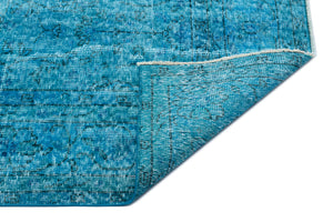 Turquoise Over Dyed Vintage Rug 6'4'' x 9'11'' ft 194 x 303 cm