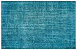 Turquoise Over Dyed Vintage Rug 6'4'' x 9'11'' ft 194 x 303 cm