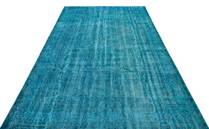 Turquoise Over Dyed Vintage Rug 6'4'' x 9'11'' ft 194 x 303 cm