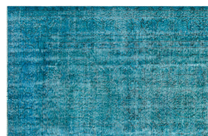 Turquoise Over Dyed Vintage Rug 6'4'' x 9'11'' ft 194 x 303 cm