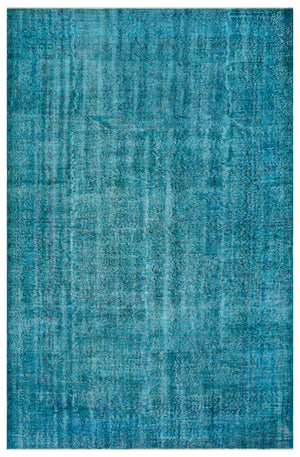 Turquoise Over Dyed Vintage Rug 6'4'' x 9'11'' ft 194 x 303 cm