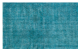 Turquoise Over Dyed Vintage Rug 4'9'' x 7'10'' ft 145 x 239 cm