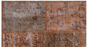 Brown Over Dyed Patchwork Unique Rug 2'7'' x 4'11'' ft 80 x 150 cm