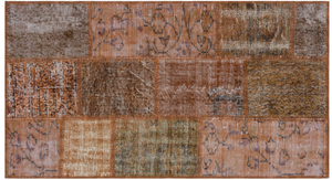 Brown Over Dyed Patchwork Unique Rug 2'7'' x 4'11'' ft 80 x 150 cm