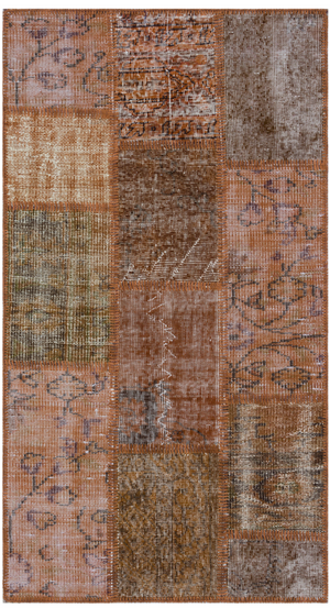 Brown Over Dyed Patchwork Unique Rug 2'7'' x 4'11'' ft 80 x 150 cm