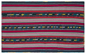 Striped Over Dyed Kilim Rug 5'5'' x 8'8'' ft 166 x 265 cm