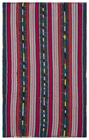 Striped Over Dyed Kilim Rug 5'5'' x 8'8'' ft 166 x 265 cm