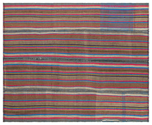 Striped Over Dyed Kilim Rug 5'12'' x 7'7'' ft 182 x 232 cm