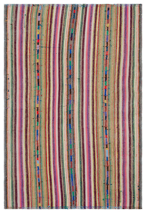 Striped Over Dyed Kilim Rug 5'3'' x 8'6'' ft 161 x 260 cm